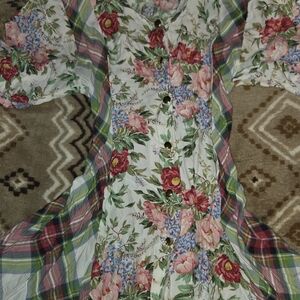 etienne VINTAGE Floral and Plaid Dress